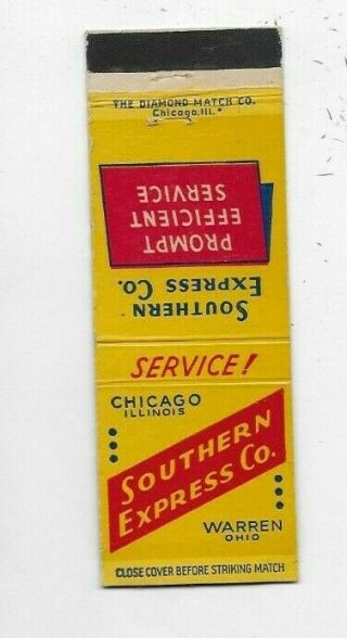 Vintage Matchbook Cover Southern Express Co Warren Oh Chicago Il Truck Line 4203