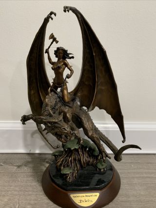 Franklin Bronze Maiden Of The Dragon’s Axe Sculpture By Boris Vallejo