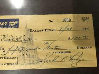 Jack Ruby SIGNED Check Bank JFK Assassination 1951 Dallas Autograph w/ 3