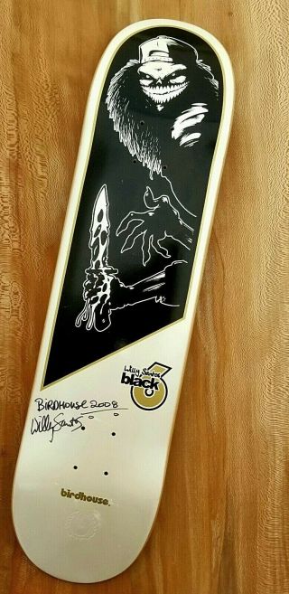 Signed Birdhouse Skateboards " Slasher " Willy Santos Black 6 Vintage Deck Rare