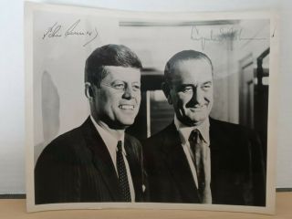 John F Kennedy And Lyndon B Johnson Hand Signed 8x10 Photo