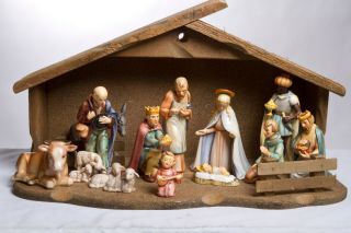 Vintage Goebel Hummel Nativity Set 13 Figure Set With 2 Piece Stable -