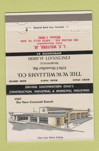 Matchbook Cover - Ww Williams Construction Equipment Green Hills Oh 40 Strike