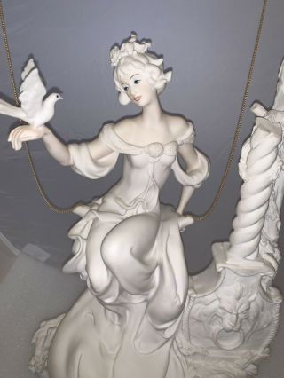 Rare Giuseppe Armani " Young Lady On Swing " White Figurine,  No Box.
