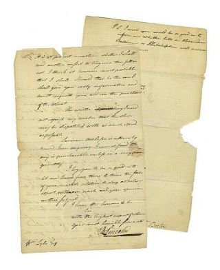 Benjamin Lincoln American Revolutionary War Officer Autograph Letter (1784)
