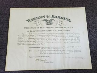 President Warren Harding hand signed 1921 Presidential appointment 2