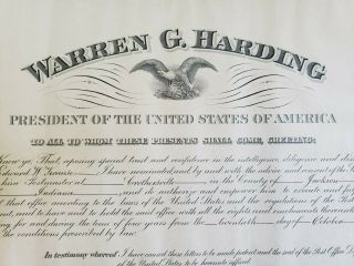President Warren Harding hand signed 1921 Presidential appointment 3