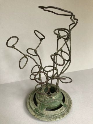 Vintage Flower Holder Wire Cast Metal Twisted Loop Frog Floral Arranger Bouquet