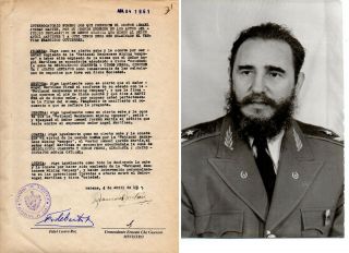 Document Signed By Ernesto Che Guevara & Fidel Castro Cuban Revolution Us Doc