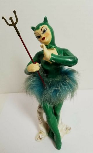 Enesco Green Devil Dancer Ballerina Figurine W Orig.  Pitchfork