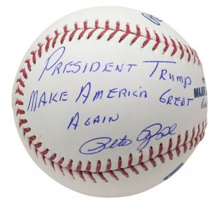 Pete Rose Signed President Trump Make America Great Again Mlb Baseball Jsa