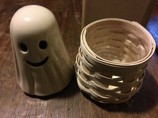 Longaberger Boo Ghost Basket Rare Halloween White With Protector 2013