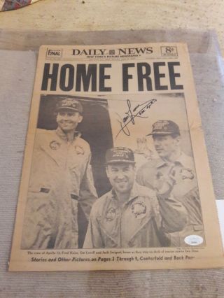 James Lovell Apollo 13 Nasa Astronaut Signed Daily News Newspaper Jsa