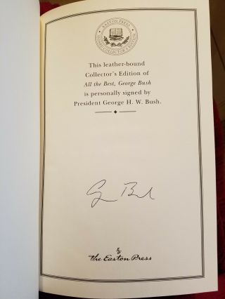 George H W Bush Signed Easton Press Book All The Best Leatherbound