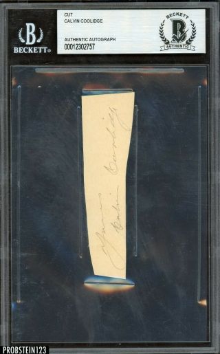 President Calvin Coolidge Signed Cut Autographed Beckett Bas Auto