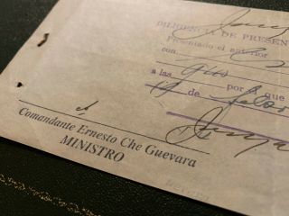 Signed By Ernesto Che Guevara Document 1959 And One Photo Cuban Revolution Fidel