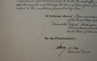 President Calvin Coolidge Postal Civil Appointment Signed 1924 Harry S 2