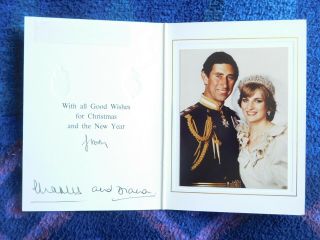 Prince Charles And Princess Diana Signed 1981 Weddiing Christmas Card