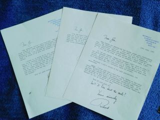 Watership Down Author Richard Adams - 3 Signed Letters Helping A Fellow Author