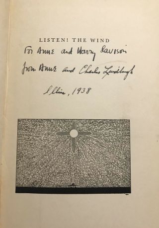 Charles Lindbergh Signed Book - " Listen The Wind " - Also Signed Anne Lindbergh