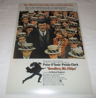 Petula Clark Signed Goodbye,  Mr.  Chips 12x18 Movie Poster