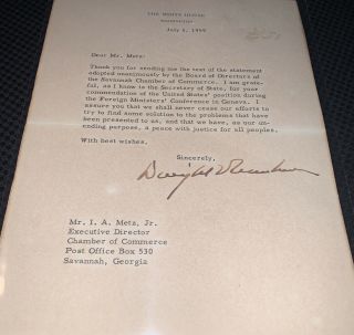 Typewritten Letter Signed By Dwight D.  Eisenhower In 1959 Psa Dna Cert Program