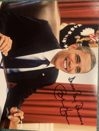 Barack Obama Signed Autographed 8x10 Photo President Democrat Inscription