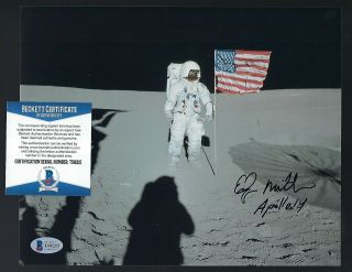 Edgar Mitchell Signed 8x10 Photograph Beckett Authentic Apollo 14 Astronaut