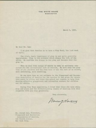 President Warren Harding Signed Autographed - Letter On White House Stationery