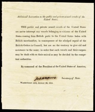 James Monroe - Document Signed 08/28/1812