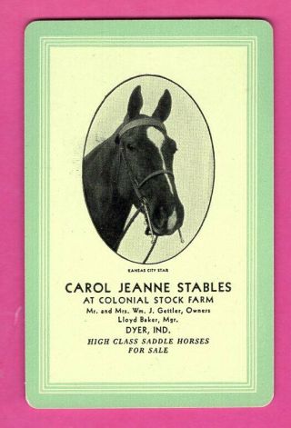 Single Swap Playing Card Horse Named Kansas City Star Stables Ad Dyer In Vintage
