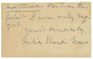 Julia Ward Howe Signature Removed From Letter - Battle Hymn Of The Republic Poet