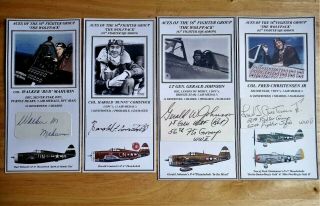 4 Rare Signed 56th Fighter Grp The Wolfpack Bookplates - Christensen,  G.  Johnson