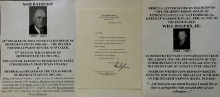 Speaker Us House Of Representatives Congressman Texas Rayburn Letter Signed 1943