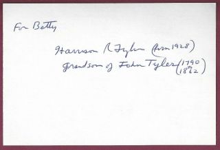 Harrison Ruffin Tyler,  Grandson Of President John Tyler Signed Card Uacc 036