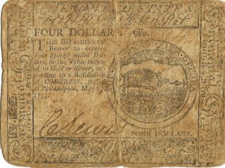 $4 Continental Currency Issue Of May 20,  1777