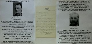 1893 Secretary Treasury Speaker Us House Congressman Ky Freedmen Letter Signed