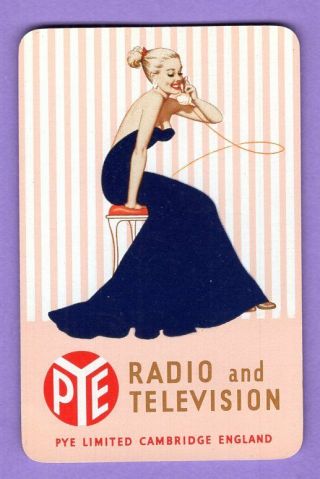 1 Single Swap Playing Card Sexy Girl Radio And Television Ad Pinup Lady Vintage