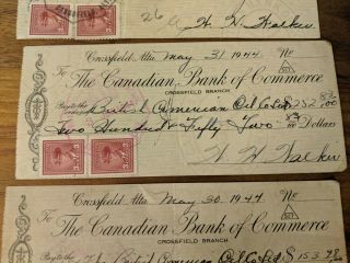 One Ba British American Oil Payment - 1940s Canadian Bank Of Commerce Cheque Stamp