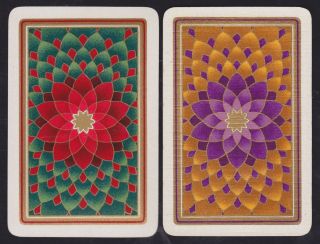 2 Single Vintage Swap/playing Cards Uk Art Deco Water Lily Kaleidoscope