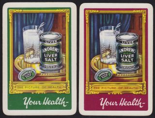 2 Single Vintage Swap/playing Cards Andrews Liver Salt 