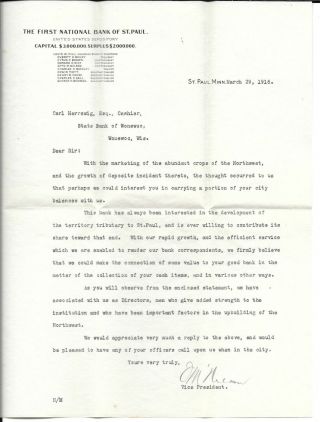 1916 Letterhead,  Report,  Envelope,  1st Nat.  Bank Of St.  Paul,  Minn.