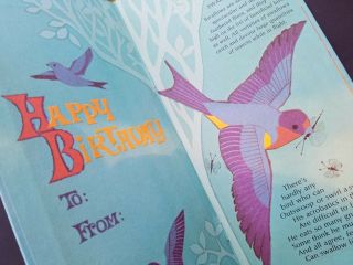 Gibson Story Book Greetings,  What Flies In The Skies,  A Birthday Book Of Birds 3