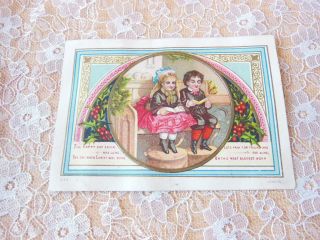 Victorian Christmas Card/children Reading Books In Church/dean & Son