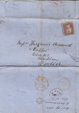 1853 Qv Edinburgh Letter (tear) With A Good 1d Red,  Tax Stamp Inside 99p Start