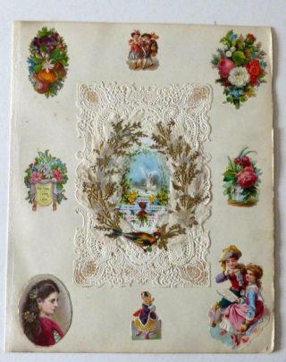 Lovely Victorian Scrapbook Page.  Lace Paper 3 - D Valentine & Romantic Scraps