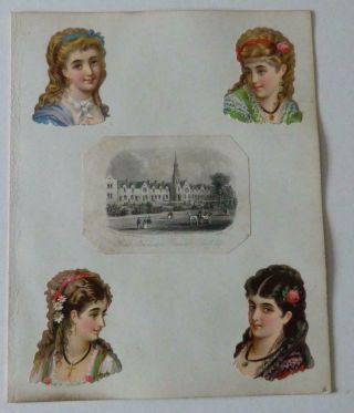 Victorian Scrapbook Page.  Rock 1873 Print Firths Almshouses Ranmoor Sheffield