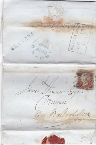 1847 Qv Rare Tarland Pmk On Letter With A 1d Penny Red Stamp 99p Start