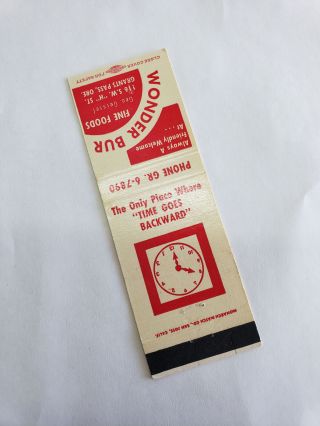 Vintage Matchbook Cover Wonder Bur Fine Foods Grants Pass Or 1960 