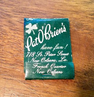 Vintage Matchbook Pat O’brien’s Famous Hurricane French Quarter Orleans